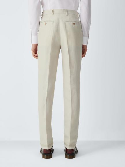 John Lewis Herringbone Slim Fit Wool Linen Blend Suit Trousers, Ecru - view 2, Ecru