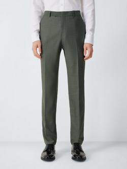John Lewis Herringbone Wool Suit Trousers, Green, Green