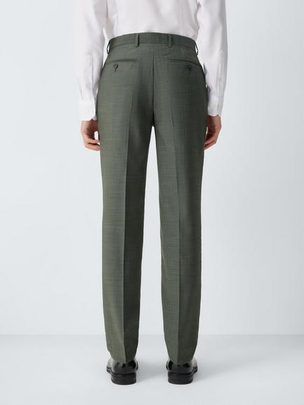 John Lewis Herringbone Wool Slim Fit Suit Trousers, Green - view 2, Green