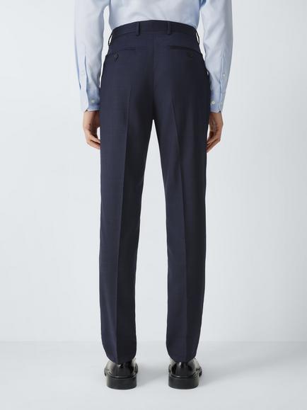 John Lewis Prince of Wales Check Wool Slim Fit Suit Trousers, Navy Check - view 2, Navy Check