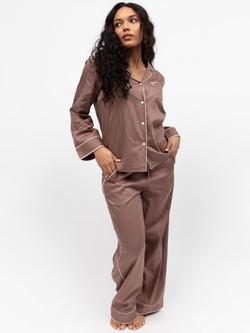 Fable & Eve Fulham Long Sleeve Long Pyjama Set, Mocha, Mocha
