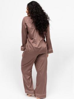 Fable & Eve Fulham Long Sleeve Long Pyjama Set, Mocha - view 2, Mocha