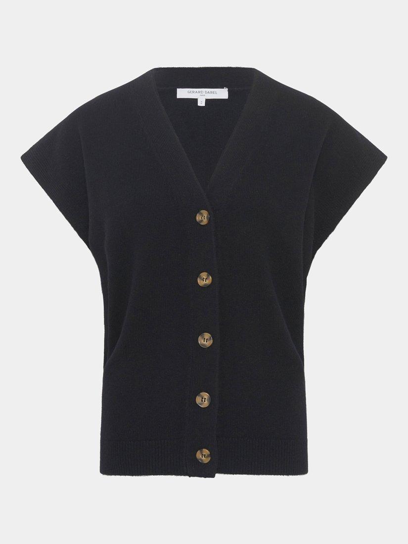 Product image 3 of 5, which shows Gerard Darel Eglea Button Knit Top, Black, 10