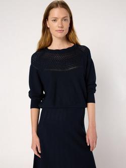 Gerard Darel Eleo Pointelle Yoke Jumper, Navy, Navy