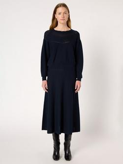 Gerard Darel Eleo Pointelle Yoke Jumper, Navy - view 2, Navy