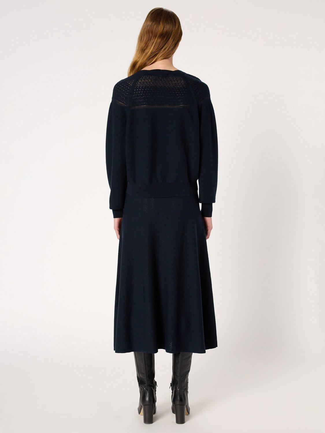 Product image 3 of 6, which shows Gerard Darel Eleo Pointelle Yoke Jumper, Navy, 8