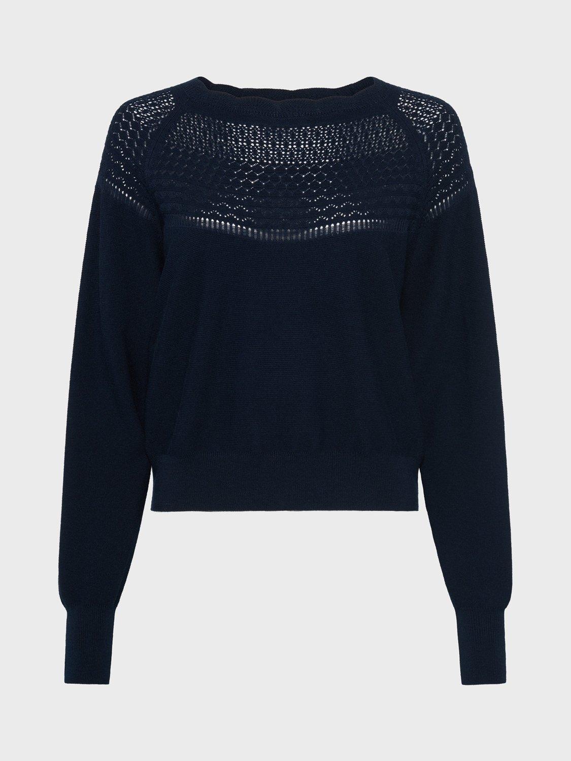 Product image 4 of 6, which shows Gerard Darel Eleo Pointelle Yoke Jumper, Navy, 8