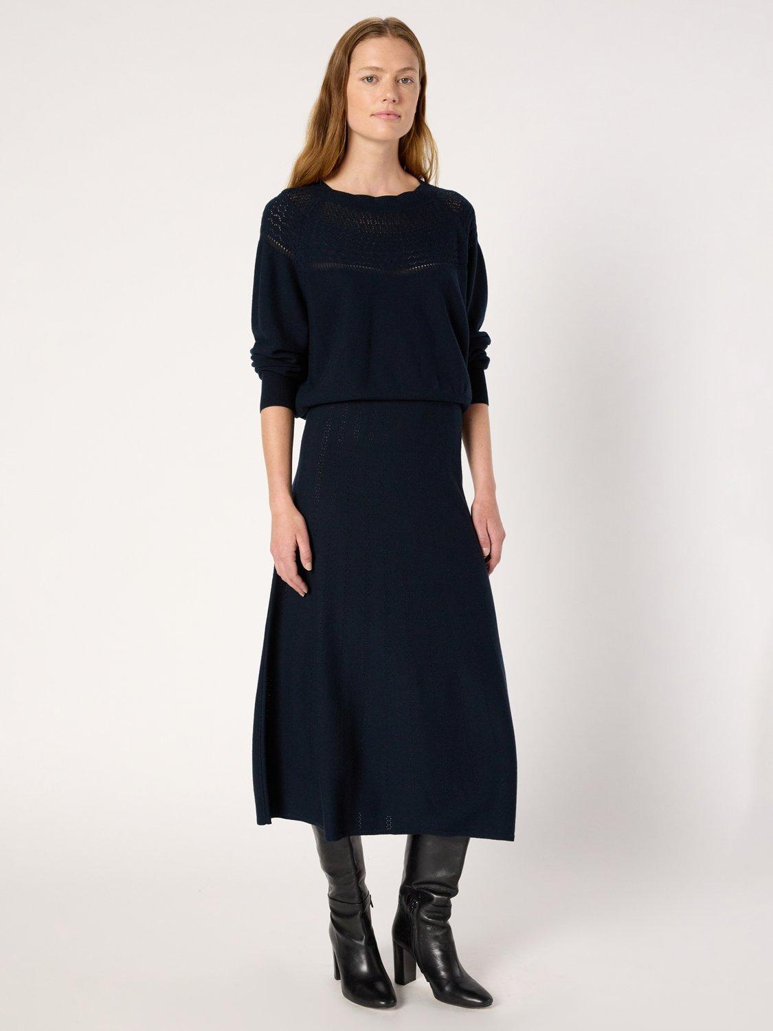 Product image 5 of 6, which shows Gerard Darel Eleo Pointelle Yoke Jumper, Navy, 8