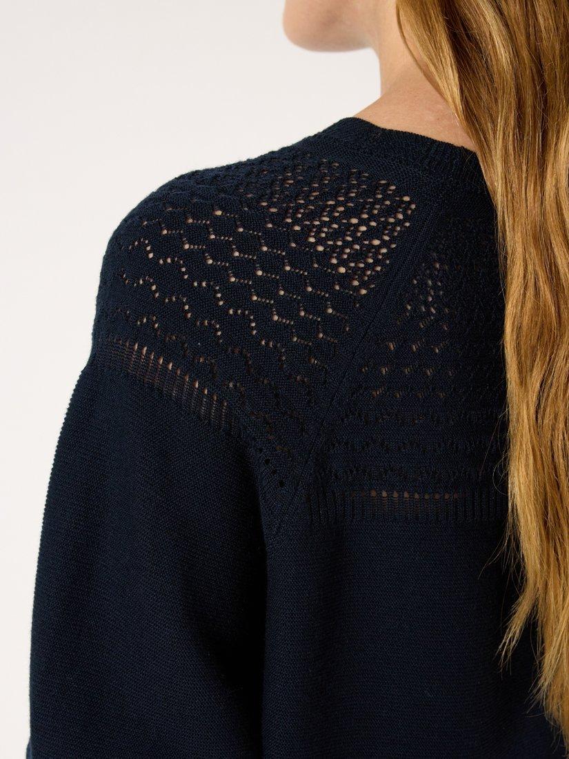 Product image 6 of 6, which shows Gerard Darel Eleo Pointelle Yoke Jumper, Navy, 8