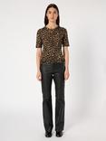 Gerard Darel Eli Leopard Print Pure Wool Top, Brown/Multi