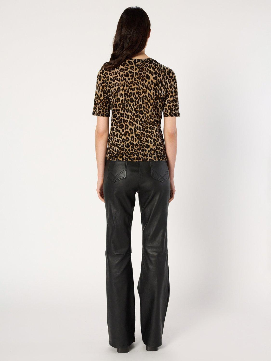 Product image 3 of 6, which shows Gerard Darel Eli Leopard Print Pure Wool Top, Brown/Multi, 6