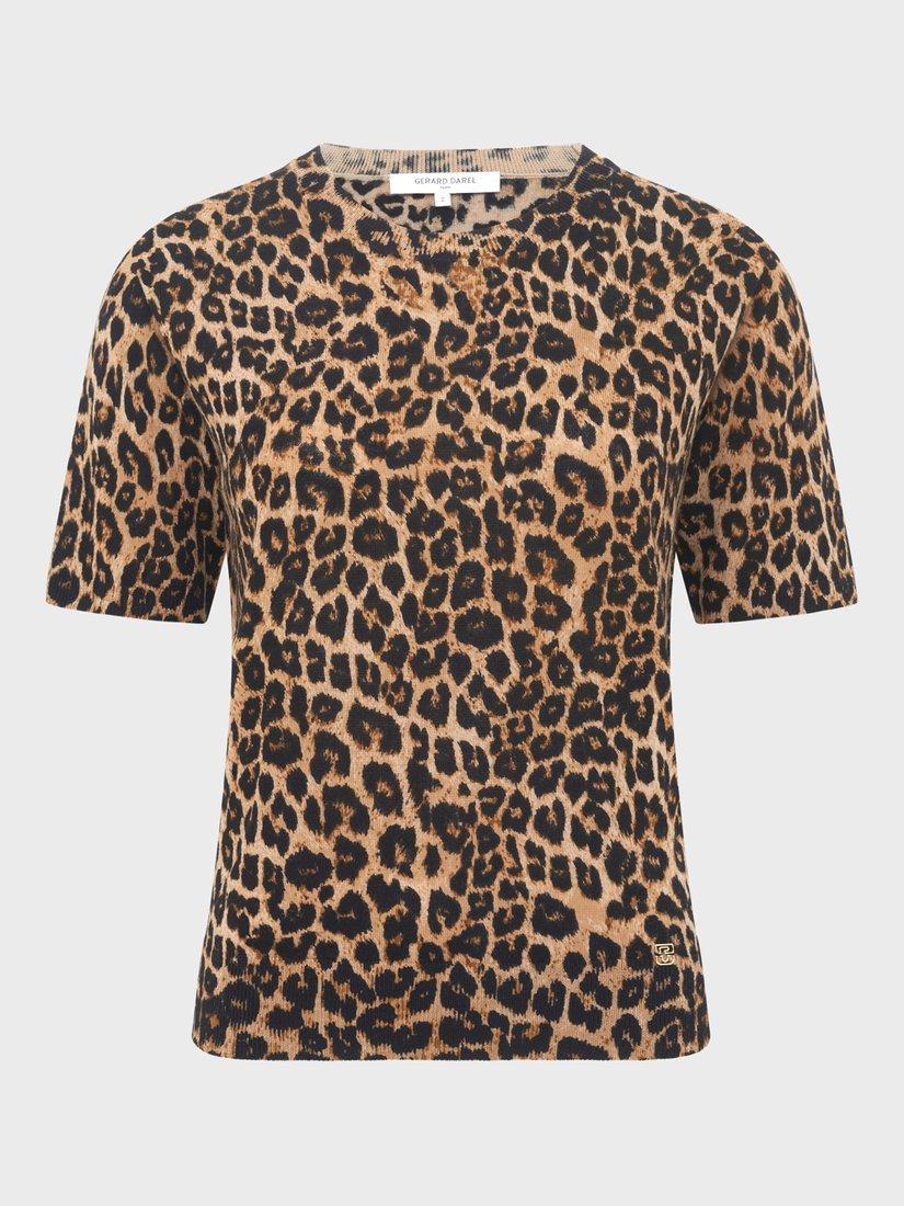 Product image 4 of 6, which shows Gerard Darel Eli Leopard Print Pure Wool Top, Brown/Multi, 6