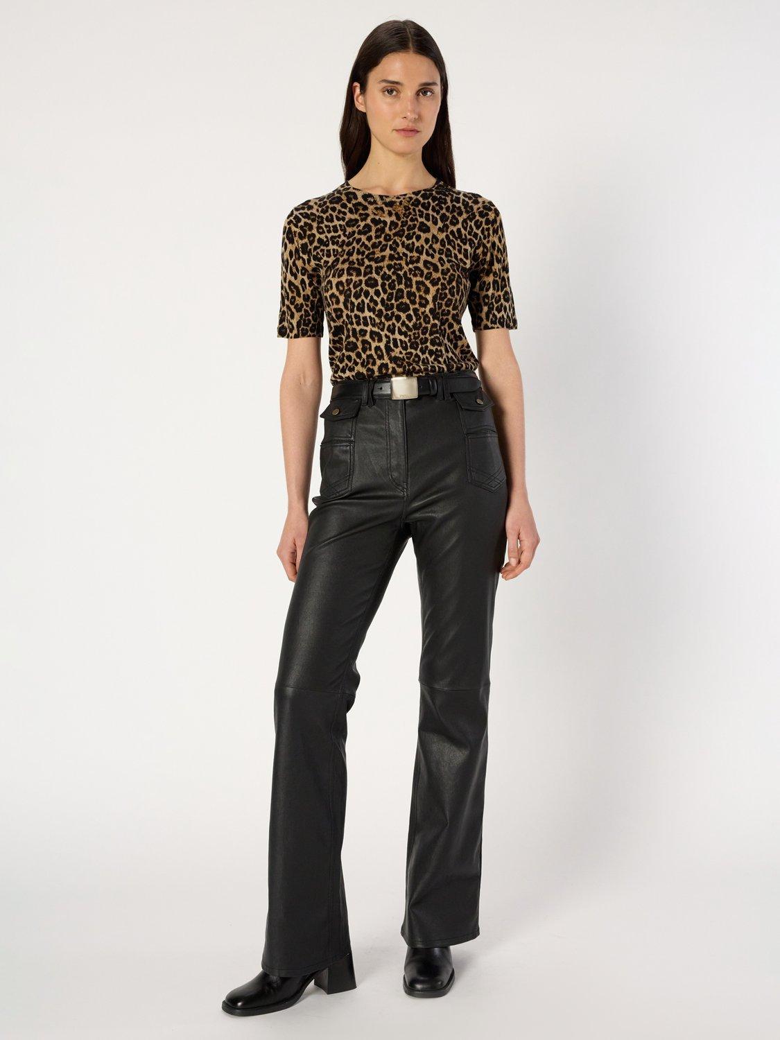 Product image 5 of 6, which shows Gerard Darel Eli Leopard Print Pure Wool Top, Brown/Multi, 6