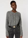 Gerard Darel Eliane Cable Knit Wool Rich Cardigan, Grey