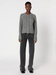 Gerard Darel Eliane Cable Knit Wool Rich Cardigan, Grey