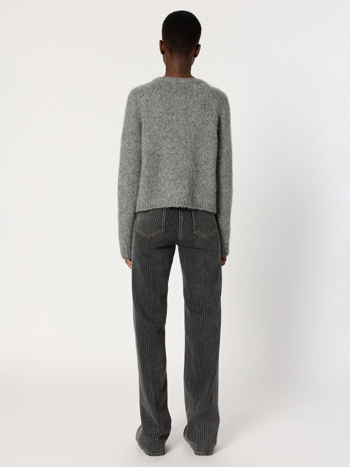 Product image 3 of 6, which shows Gerard Darel Eliane Cable Knit Wool Rich Cardigan, Grey, 10