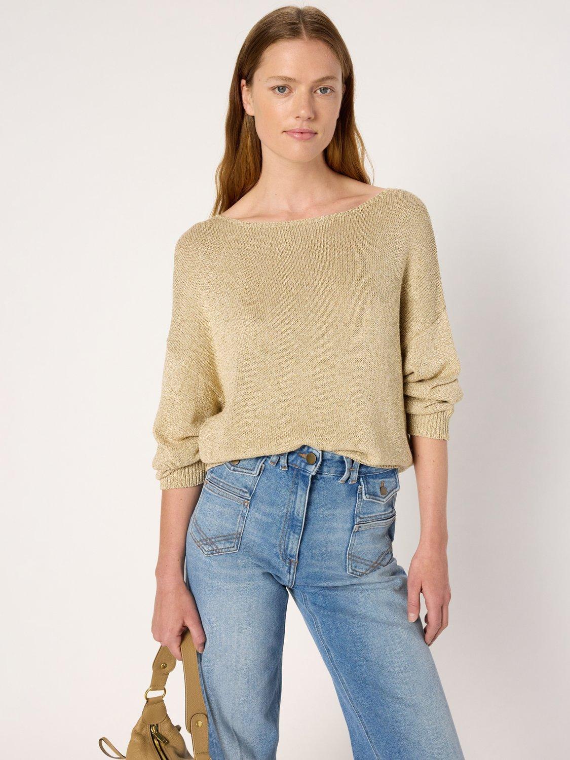 Product image 1 of 6, which shows Gerard Darel Elianna Sparkle Jumper, Gold, 10