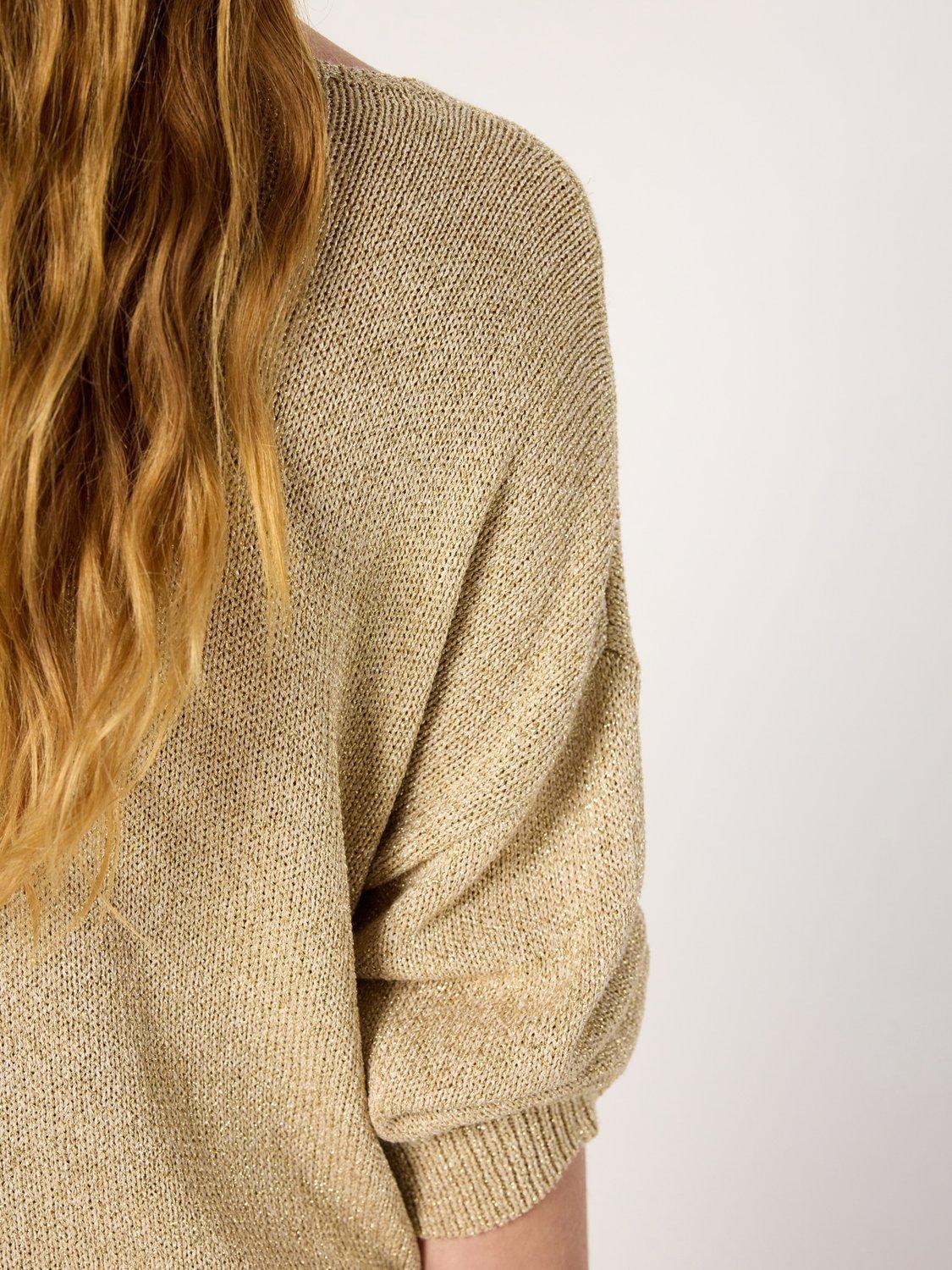 Product image 6 of 6, which shows Gerard Darel Elianna Sparkle Jumper, Gold, 10