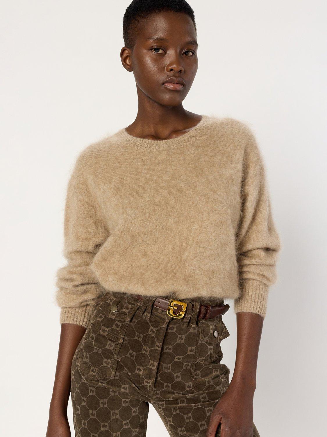 Product image 1 of 6, which shows Gerard Darel Elina Pure Cashmere Jumper, Sand, 6