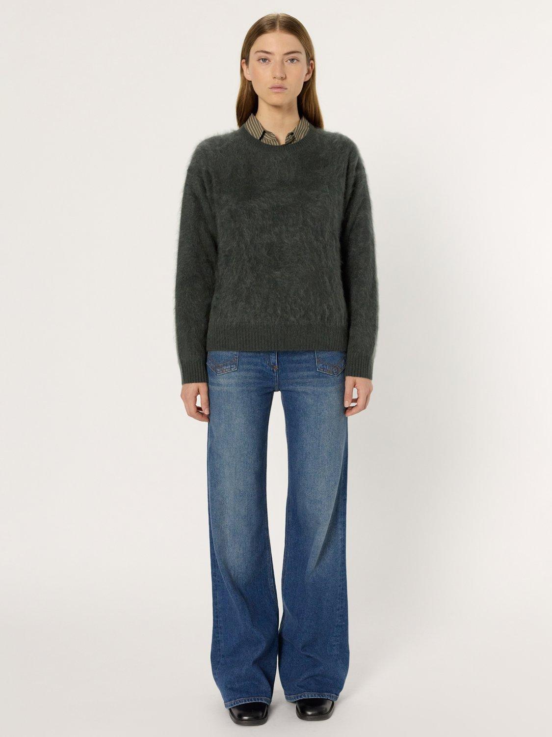 Product image 2 of 5, which shows Gerard Darel Elina Crew Neck Cashmere Cardigan, Khaki, 8