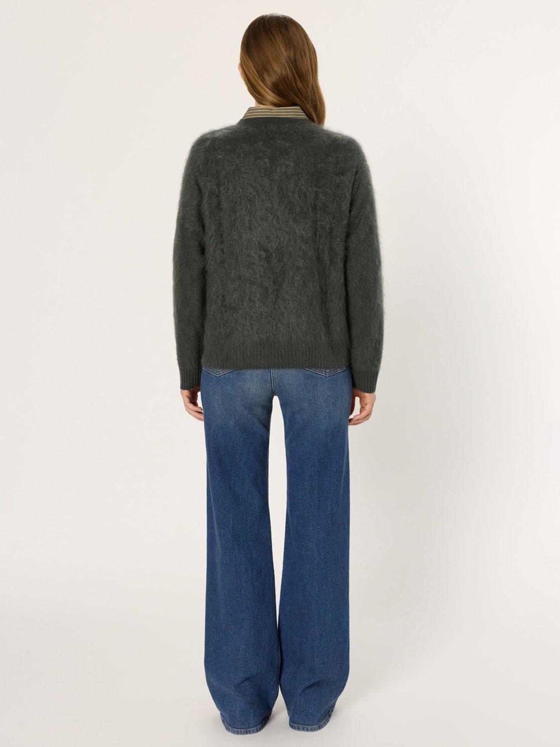 Product image 3 of 5, which shows Gerard Darel Elina Crew Neck Cashmere Cardigan, Khaki, 8