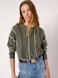 Gerard Darel Elise Stripe Pure Cashmere Jumper, Khaki