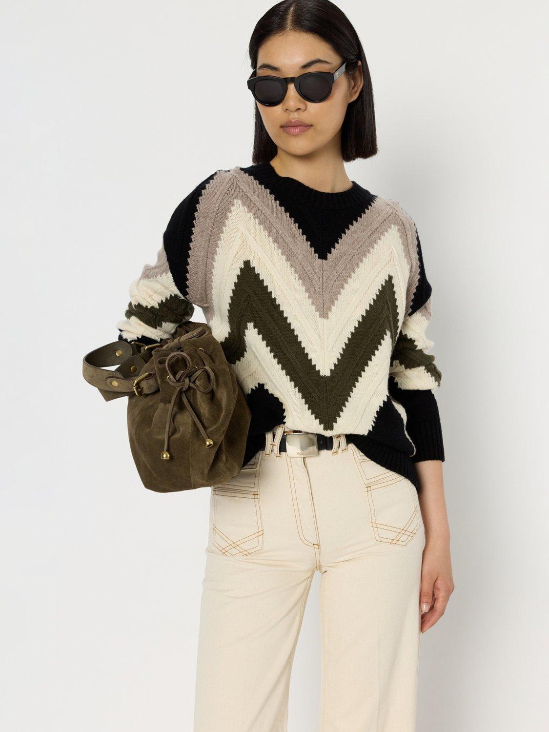 Product image 1 of 2, which shows Gerard Darel Elissa Wool Blend Pullover Vest, Black/Multi, 10