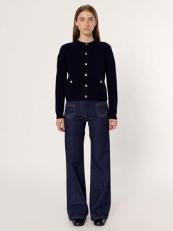 Gerard Darel Eloise Pure Wool Cardigan, Navy - view 2, Navy