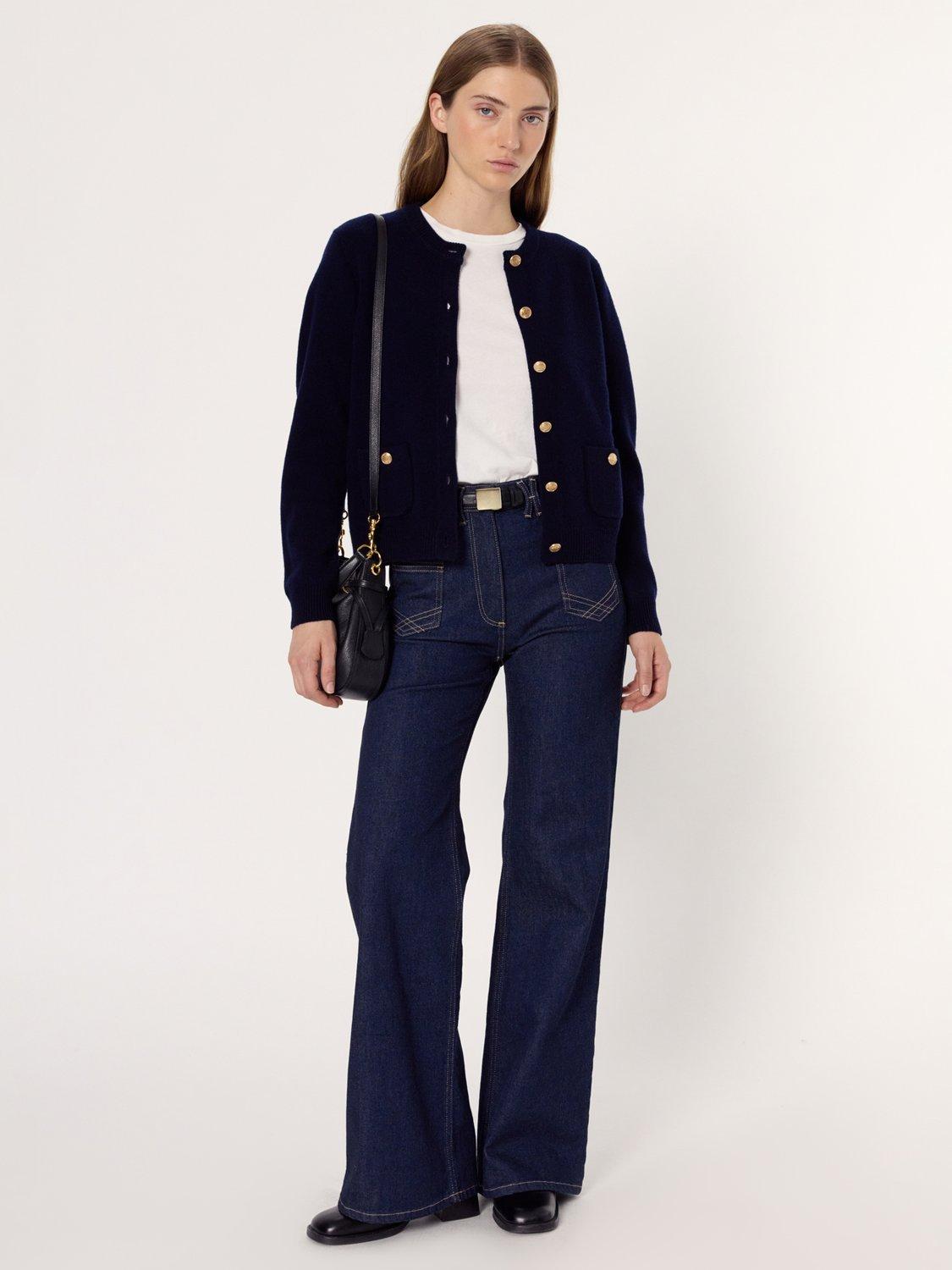 Product image 5 of 6, which shows Gerard Darel Eloise Pure Wool Cardigan, Navy, 8