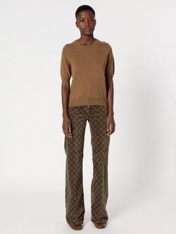 Gerard Darel Elsa Short Sleeve Pure Merino Wool Jumper, Camel - view 2, Camel