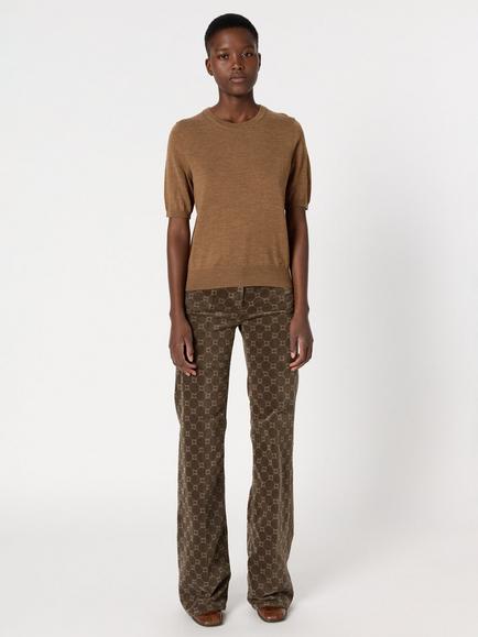 Gerard Darel Elsa Short Sleeve Pure Merino Wool Jumper, Camel - view 2, Camel