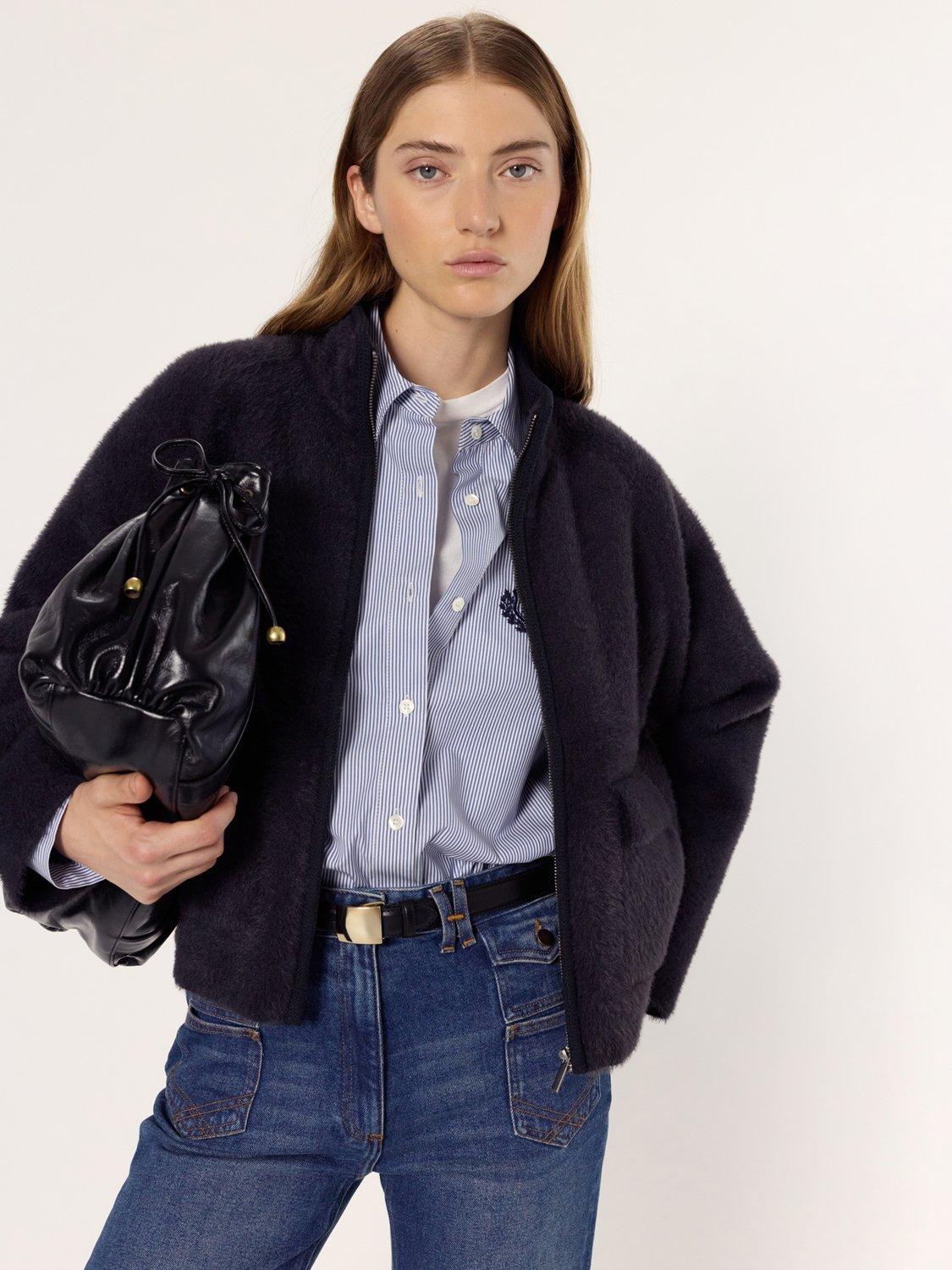 Product image 1 of 7, which shows Gerard Darel Elvira Fleece Zip Jacket, Grey, 8