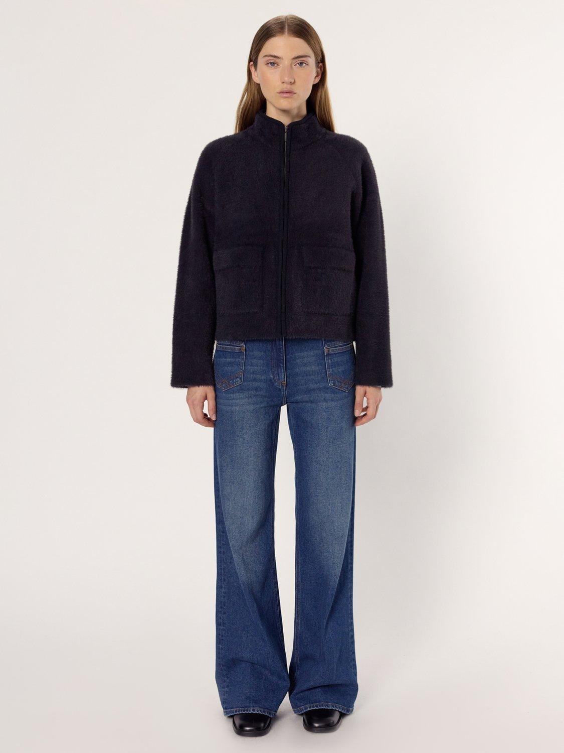 Product image 2 of 7, which shows Gerard Darel Elvira Fleece Zip Jacket, Grey, 8