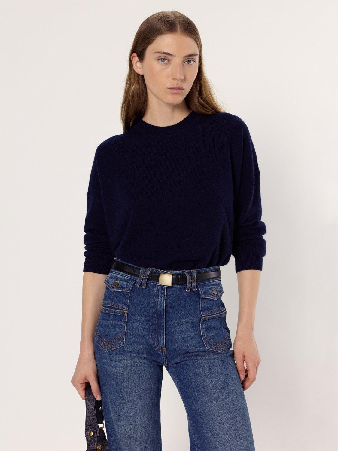 Product image 1 of 6, which shows Gerard Darel Ema Pure Cashmere Jumper, Navy, 6