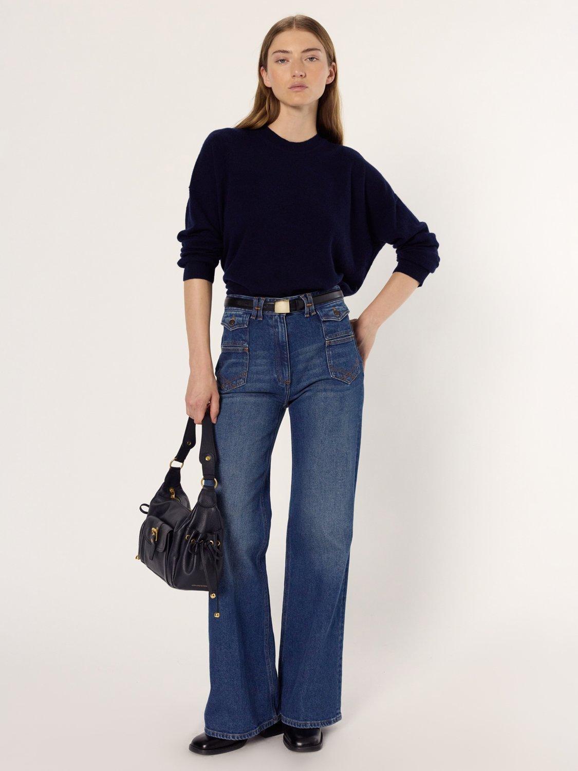 Product image 5 of 6, which shows Gerard Darel Ema Pure Cashmere Jumper, Navy, 6