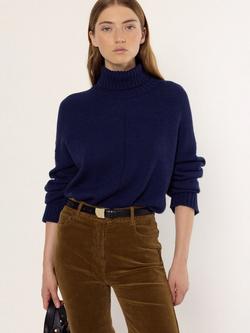Gerard Darel Enid Wool Blend Long Sleeve Roll Neck Jumper, Navy