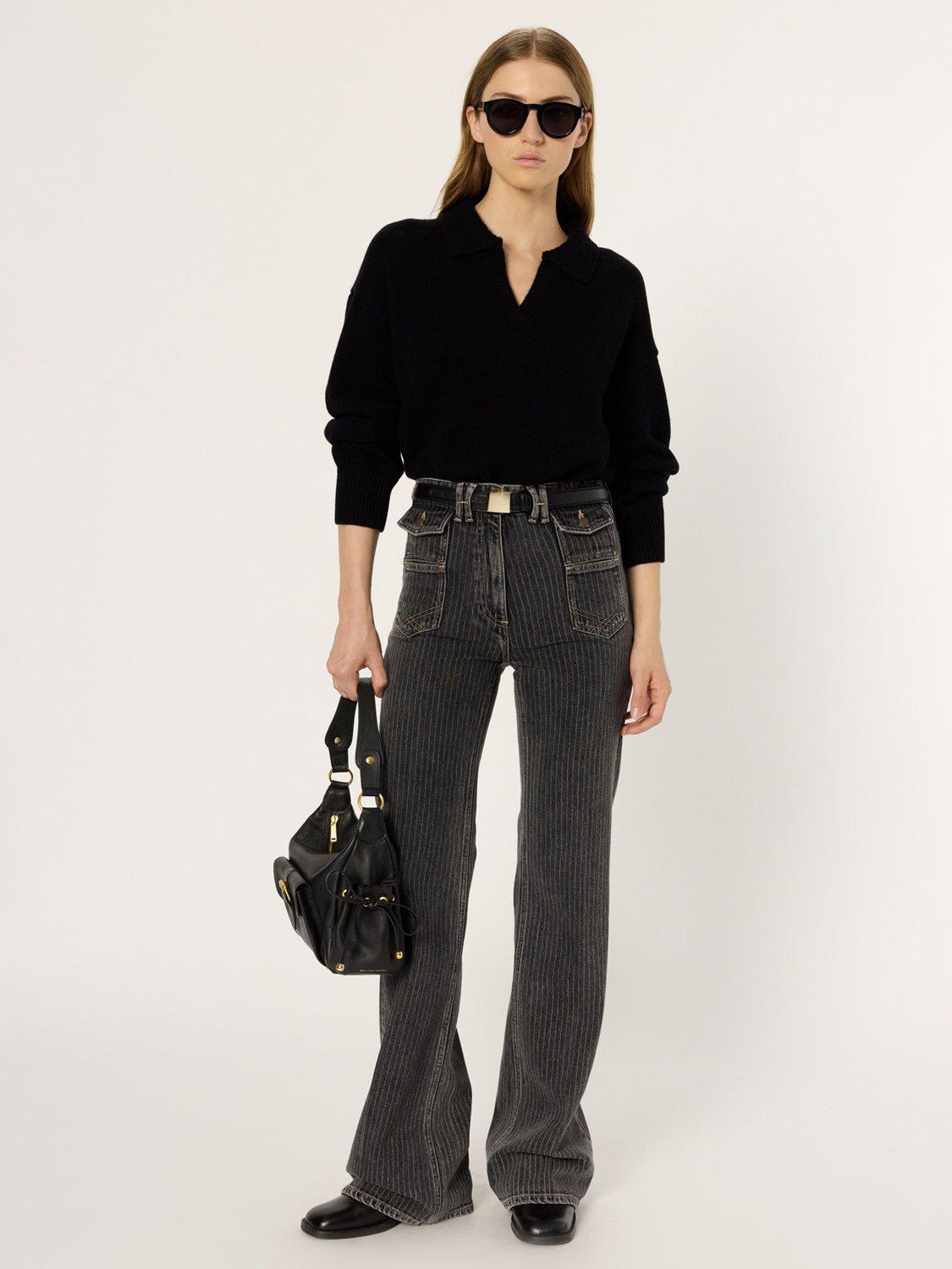 Product image 5 of 5, which shows Gerard Darel Enora V-Neck Wool Cardigan, Black, 10