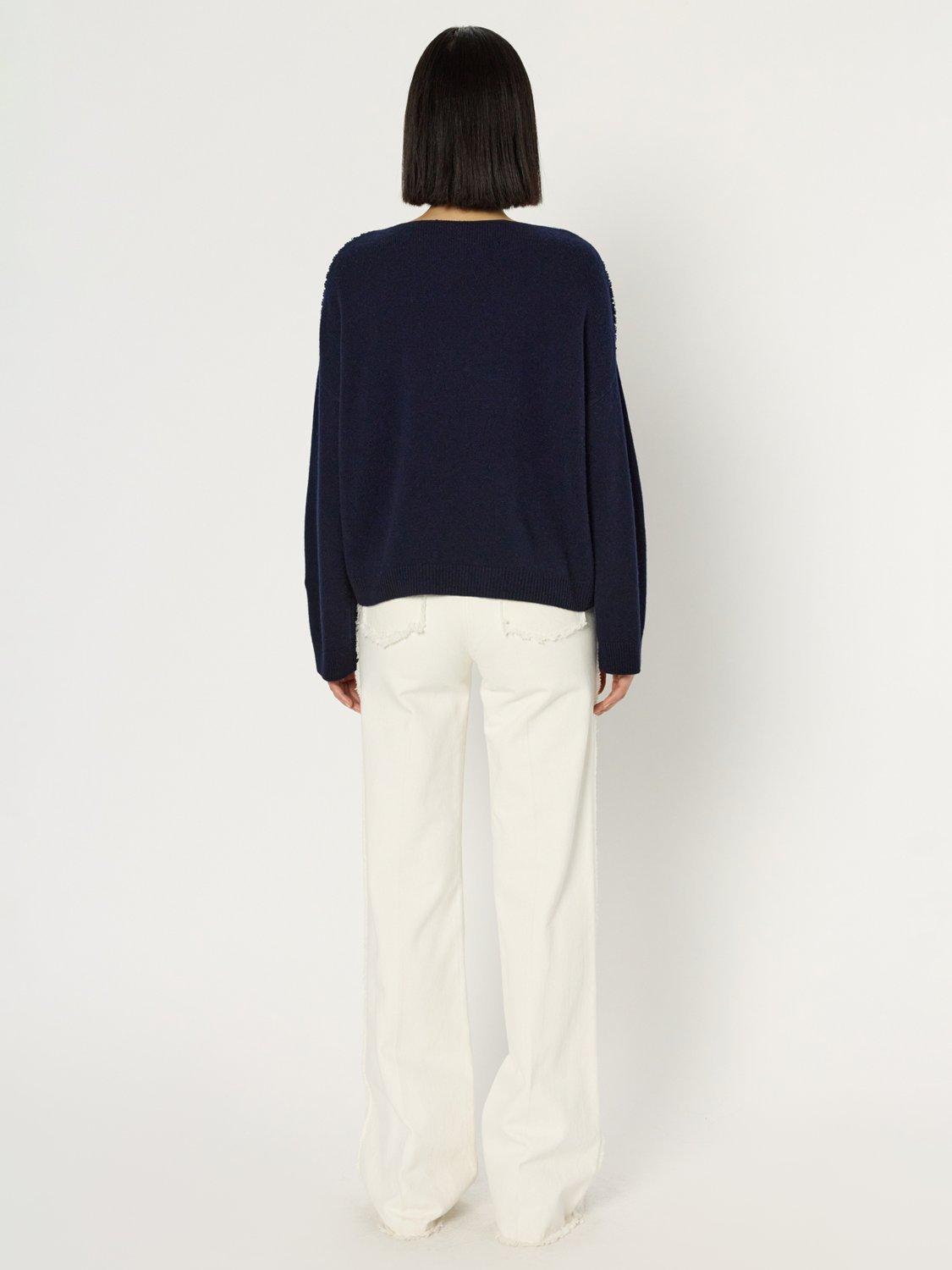 Product image 3 of 11, which shows Gerard Darel Esme Boat Neck Wool Cardigan, Navy, 6