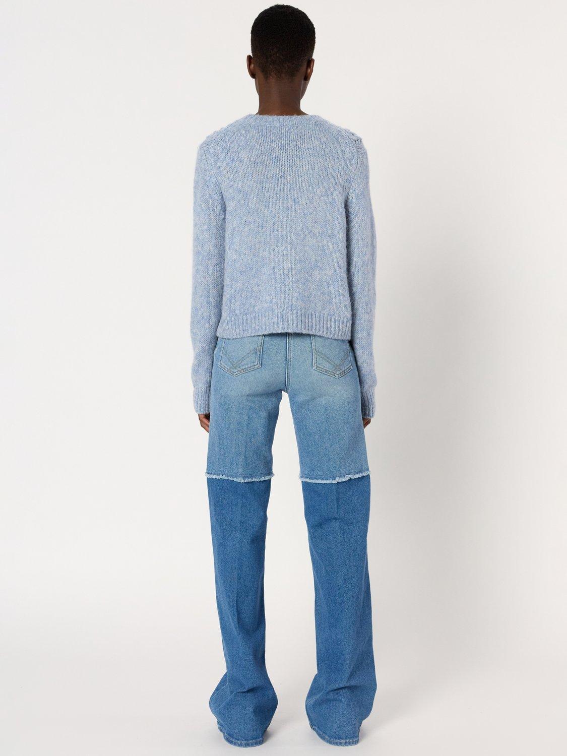 Product image 3 of 6, which shows Gerard Darel Esperanza Crew Neck Wool Blend Cardigan, Light Blue, 6