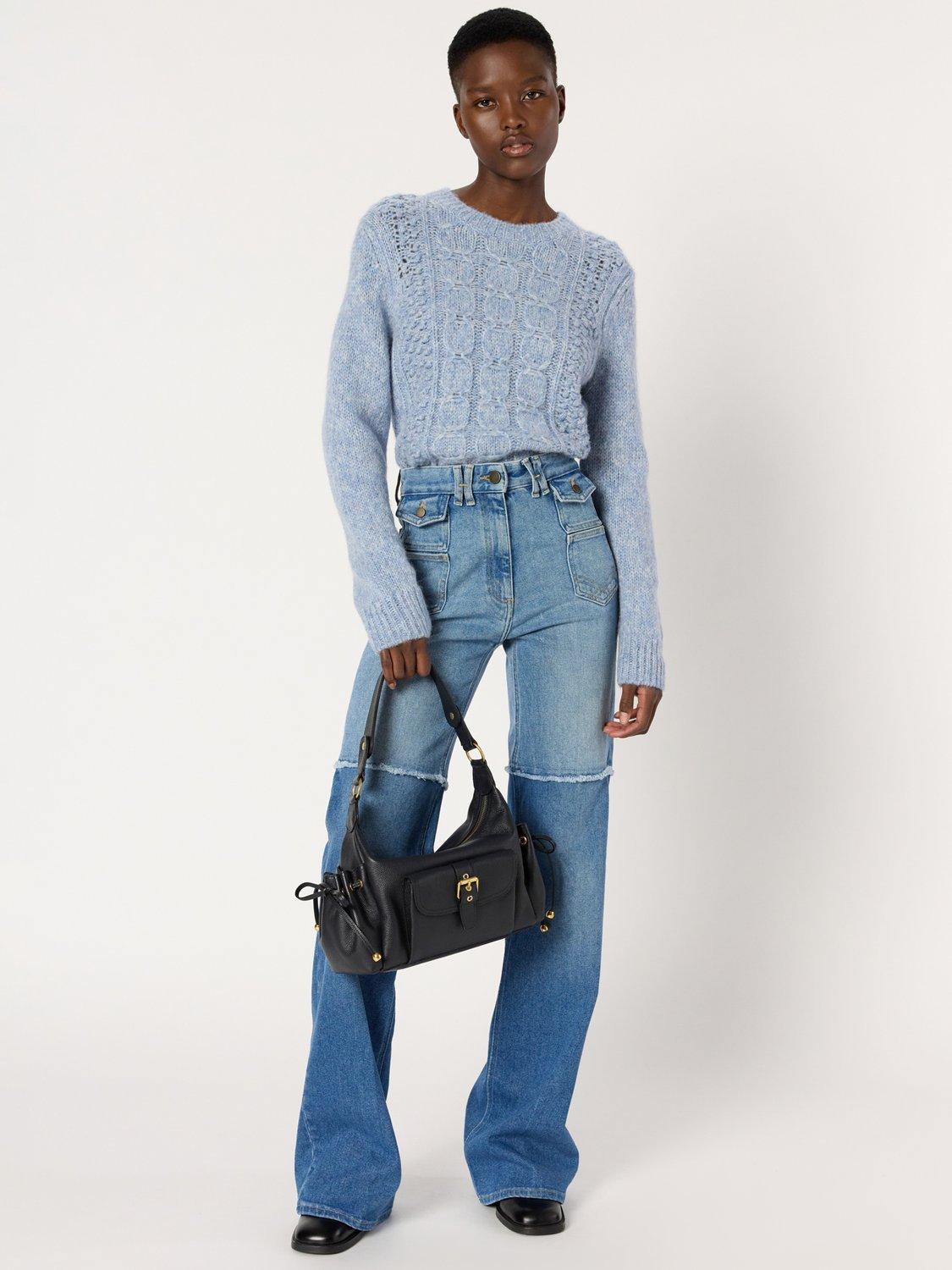 Product image 5 of 6, which shows Gerard Darel Esperanza Crew Neck Wool Blend Cardigan, Light Blue, 6