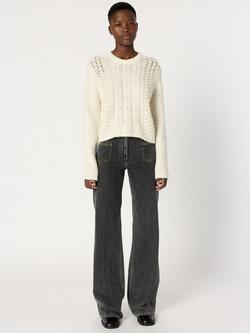 Gerard Darel Esperanza Round Neck Wool Blend Cardigan - view 2, Natural