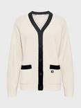 Gerard Darel Ester Contrast Trim Pure Wool Cardigan, Ecru