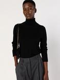 Gerard Darel Eugenie Roll Neck Pure Merino Wool Jumper, Black