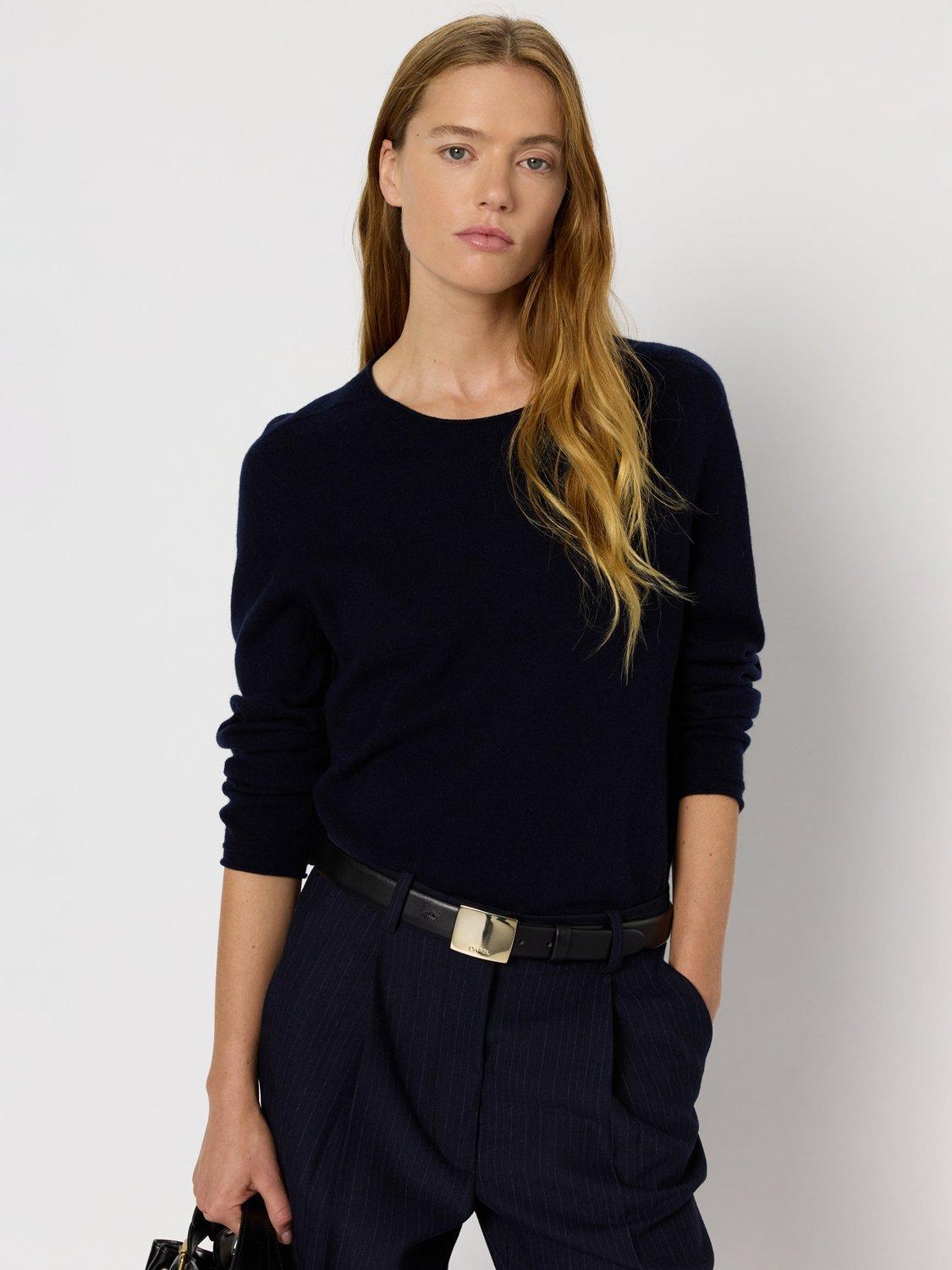 Product image 1 of 1, which shows Gerard Darel Eva Crew Neck Pure Wool Jumper, Navy, 6