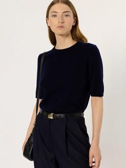 Gerard Darel Evaelle Wool Short Sleeve Roll Neck Jumper, Navy