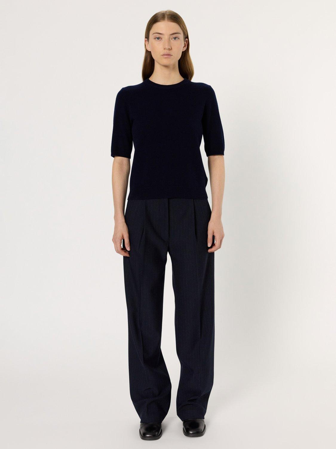 Product image 2 of 2, which shows Gerard Darel Evaelle Wool Short Sleeve Roll Neck Jumper, Navy, 10