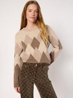Gerard Darel Evelyn Diamond Wool Rich Jumper, Sand, Sand