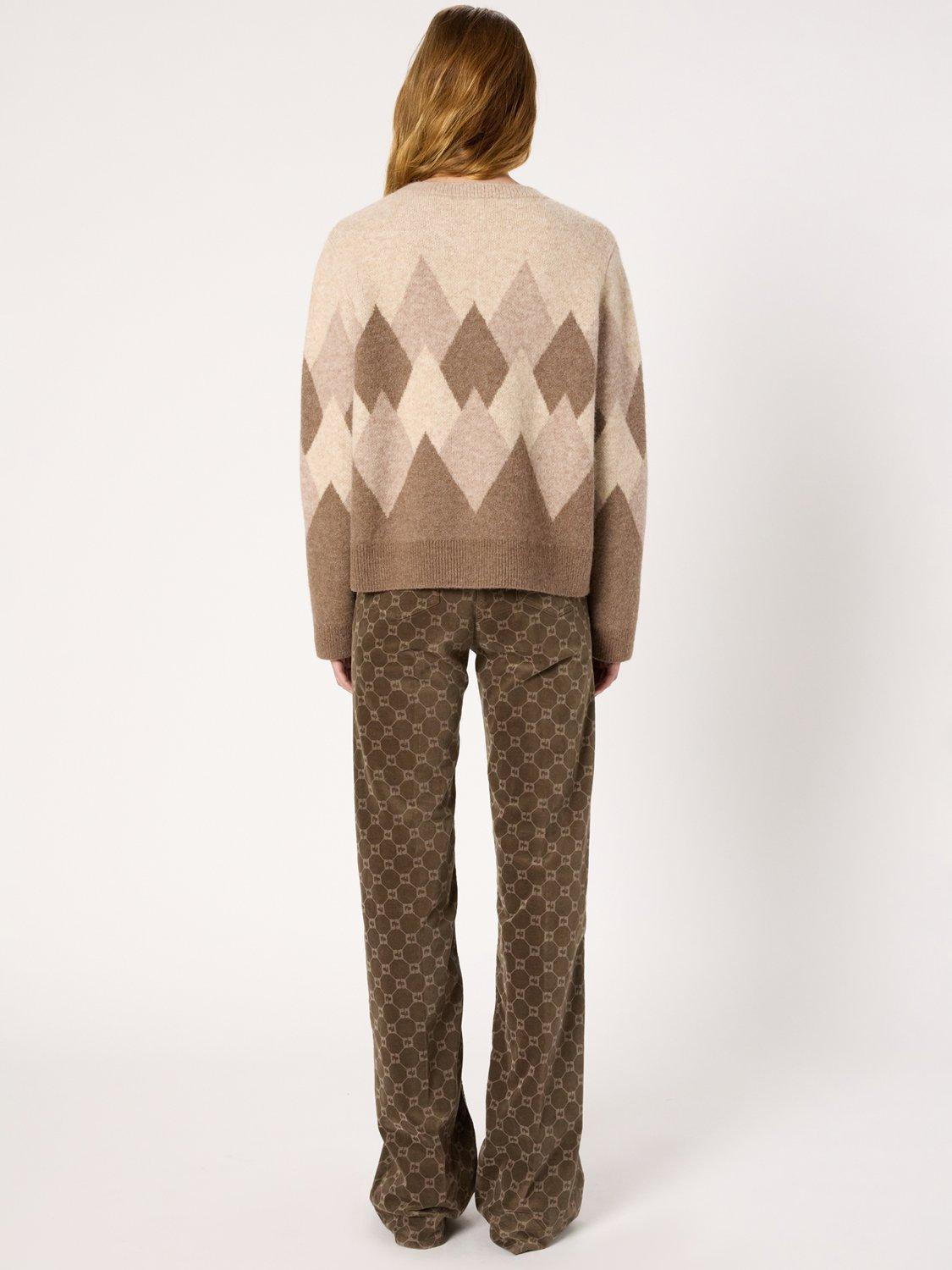 Product image 3 of 6, which shows Gerard Darel Evelyn Diamond Wool Rich Jumper, Sand, 6