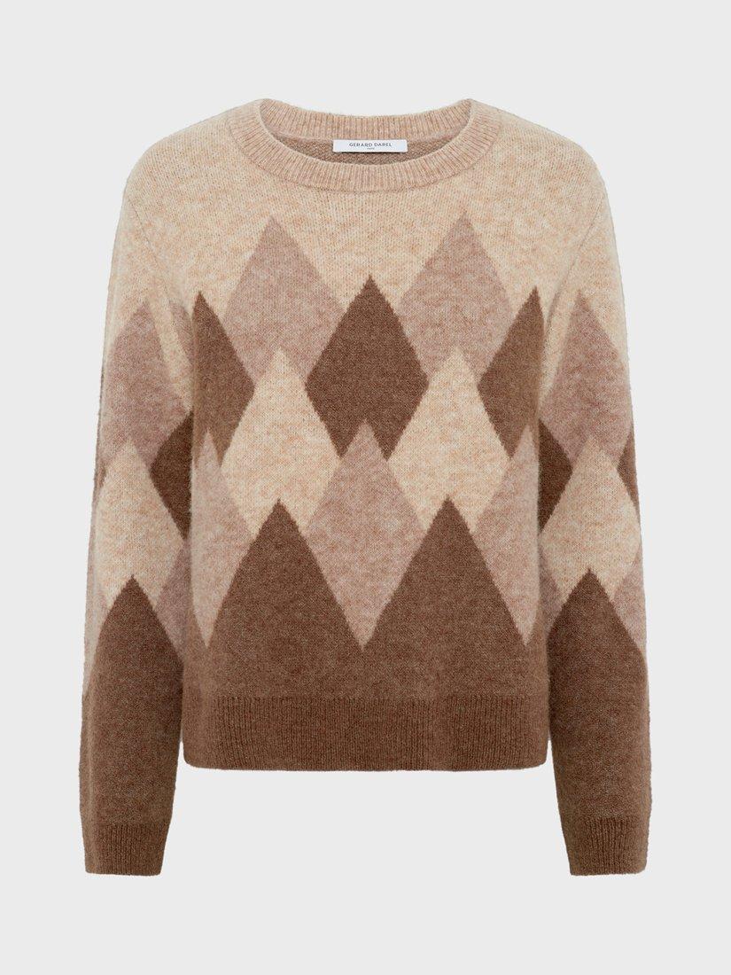 Product image 4 of 6, which shows Gerard Darel Evelyn Diamond Wool Rich Jumper, Sand, 6