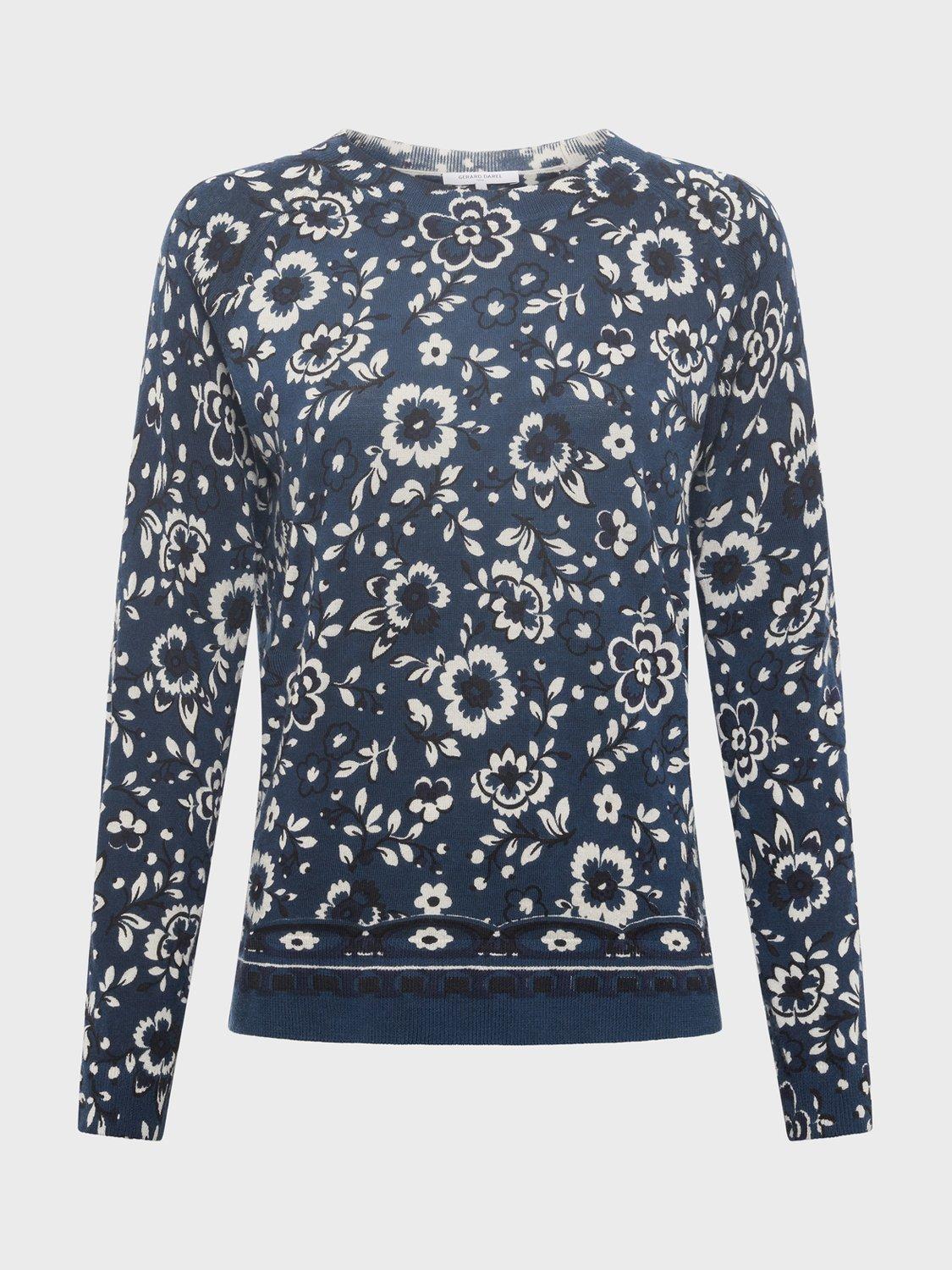 Product image 2 of 2, which shows Gerard Darel Eveline Patterned Pullover Cardigan, Navy/Multi, 12